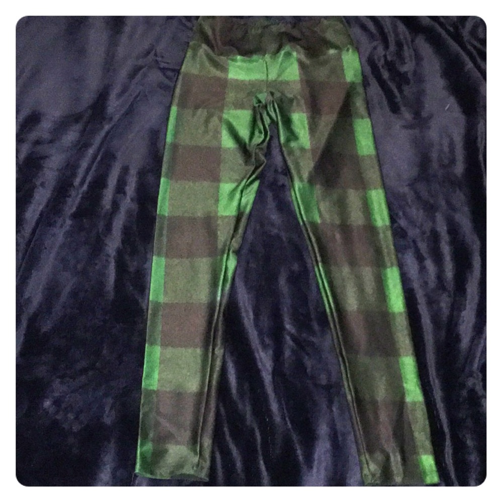 Goldsheep Dark Green Plaid Legging Size M!